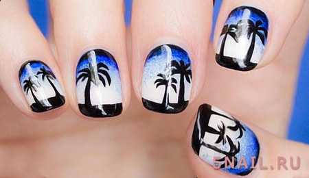 рисунок на ногтях пальмы