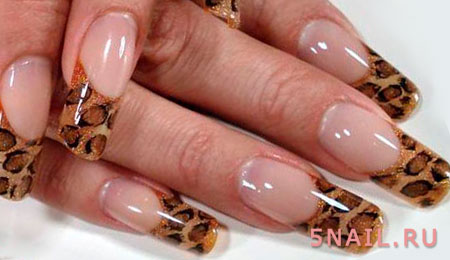 леопардовые ногти френч